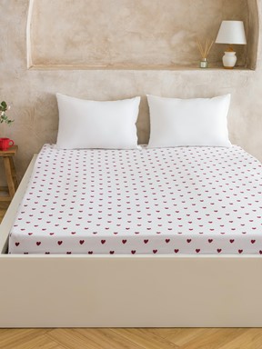 Çift Kişilik Çarşaf KIRMIZI BASKILI