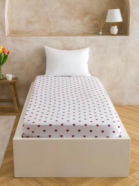 Tek Kişilik Çarşaf KIRMIZI BASKILI