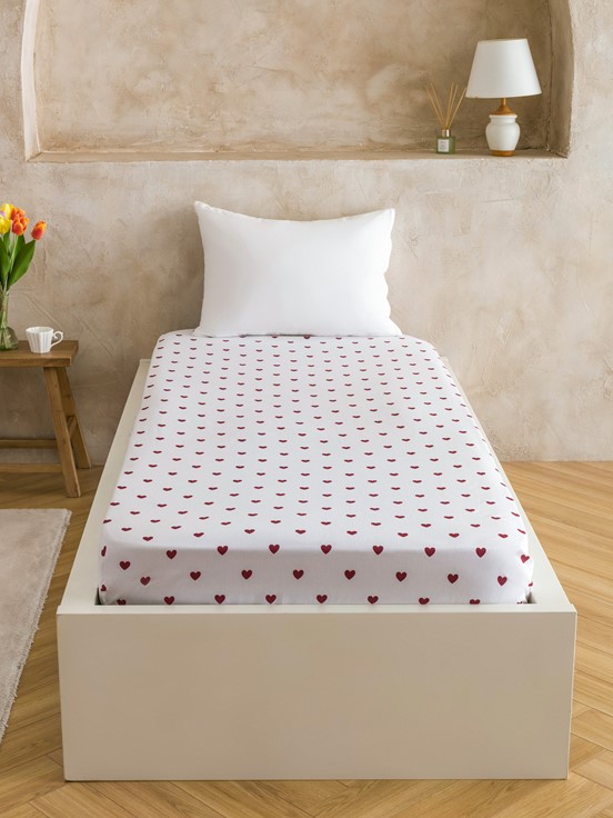 Tek Kişilik Çarşaf KIRMIZI BASKILI