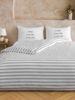 Çift Kişilik Nevresim Seti SİYAH BASKILI