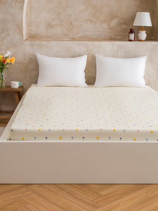 Çift Kişilik Çarşaf SARI BASKILI