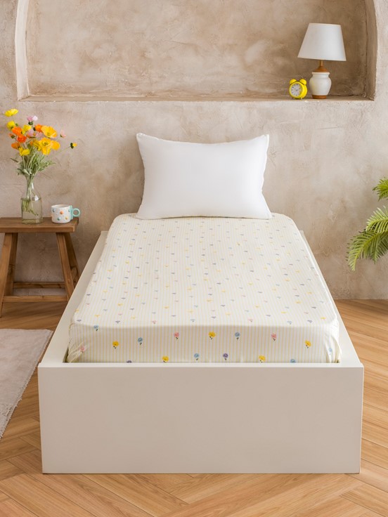 Tek Kişilik Çarşaf SARI BASKILI