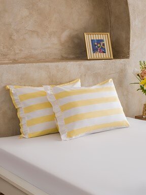 Yastık Kılıfı UÇUK SARI ÇİZGİLİ