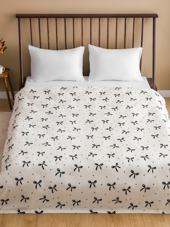 Çift Kişilik Battaniye SİYAH BASKILI