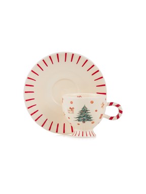 Yılbaşı Temalı 2 Kişilik Porselen Kahve Fincan Takımı 90 Ml KARIŞIK BASKILI