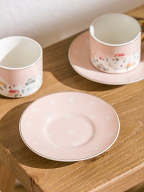 Baskılı 2 Kişilik Porselen Kahve Fincan Takımı 90 Ml AÇIK PEMBE