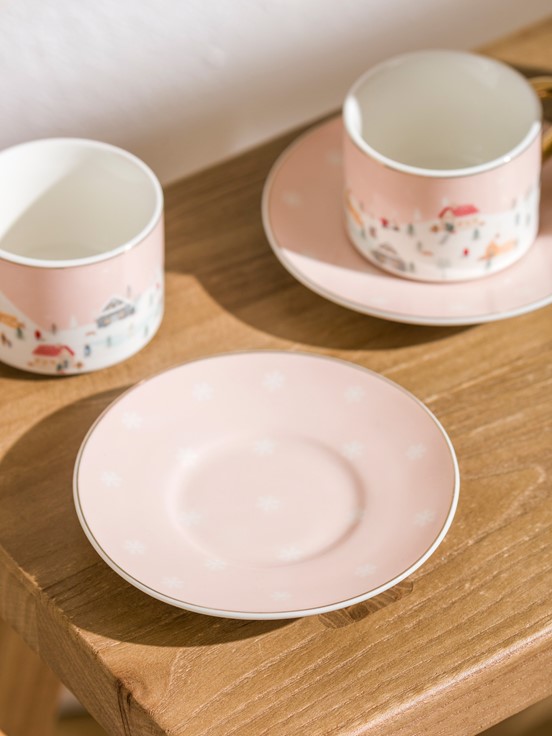 Baskılı 2 Kişilik Porselen Kahve Fincan Takımı 90 Ml AÇIK PEMBE