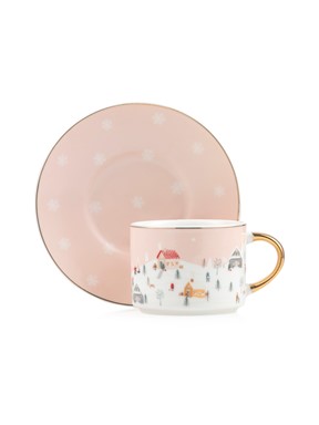 Baskılı 2 Kişilik Porselen Kahve Fincan Takımı 90 Ml AÇIK PEMBE