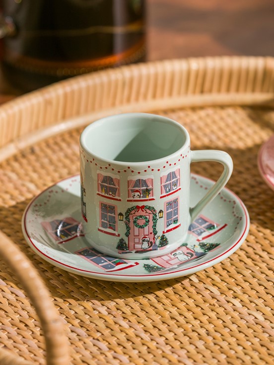 Baskılı 2 Kişilik Porselen Kahve Fincan Takımı 90 Ml AÇIK PEMBE