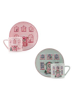Baskılı 2 Kişilik Porselen Kahve Fincan Takımı 90 Ml AÇIK PEMBE