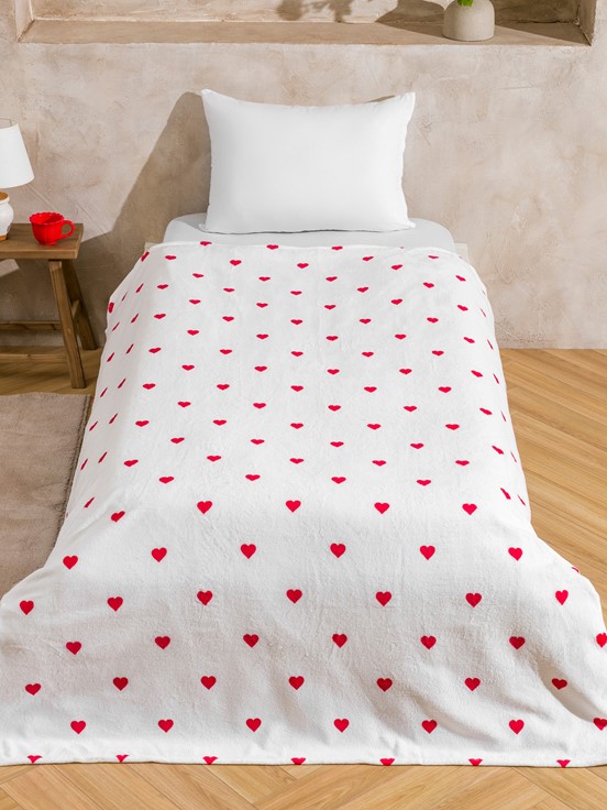 Tek Kişilik Battaniye KIRMIZI BASKILI