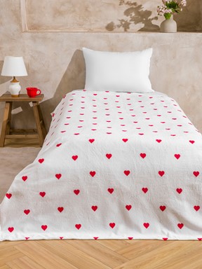 Tek Kişilik Battaniye KIRMIZI BASKILI