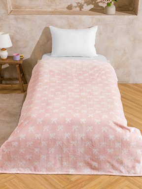 Tek Kişilik Battaniye PEMBE BASKILI