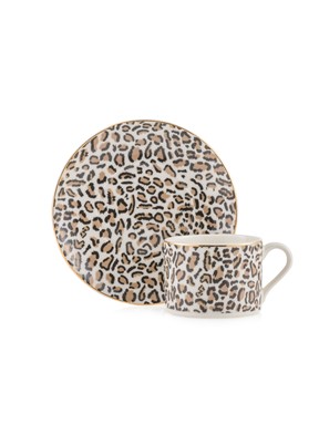 Leopar Desenli 2 Kişilik Porselen Kahve Fincan Takımı 124 ml KARIŞIK BASKILI