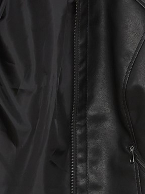 Deri Görünümlü Mont YENİ SİYAH