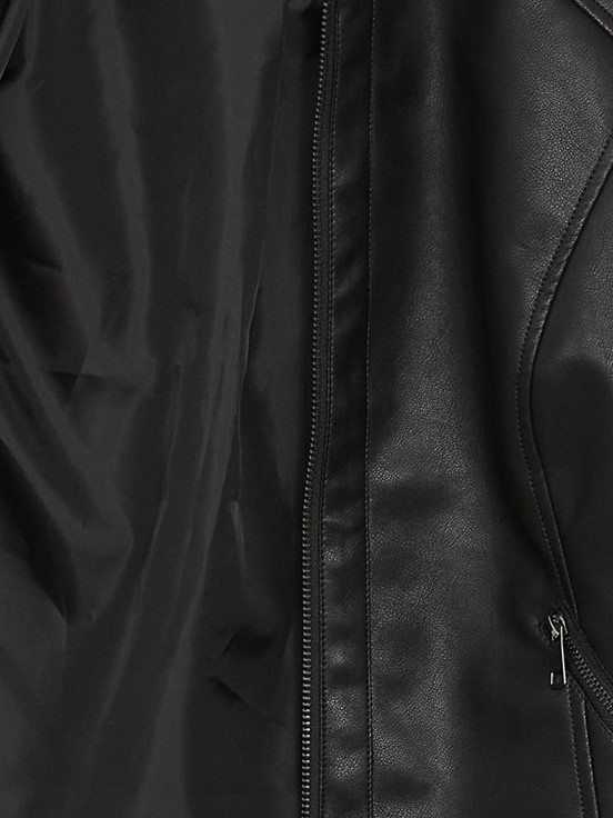 Deri Görünümlü Mont YENİ SİYAH