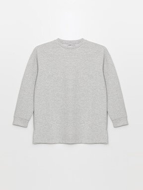 MODEST Bisiklet Yaka Düz Uzun Kollu Oversize Kadın Sweatshirt Tunik MAT YEŞİL