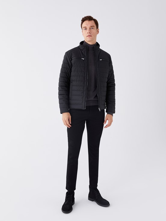 Deri Görünümlü Mont YENİ SİYAH