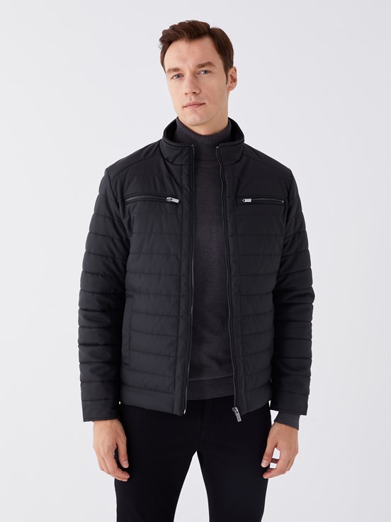 Deri Görünümlü Mont YENİ SİYAH