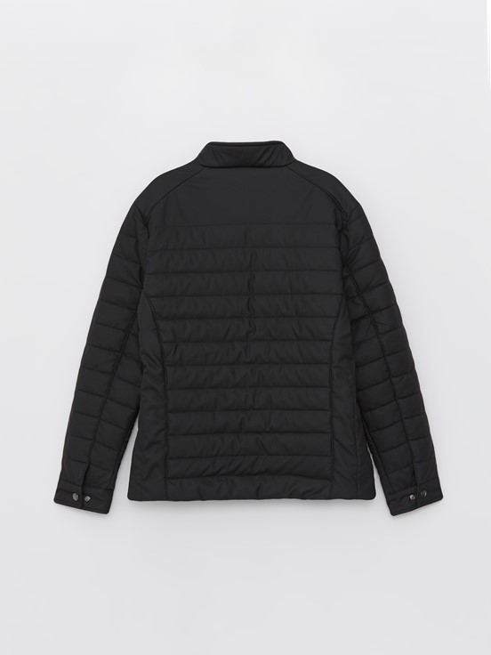 Deri Görünümlü Mont YENİ SİYAH