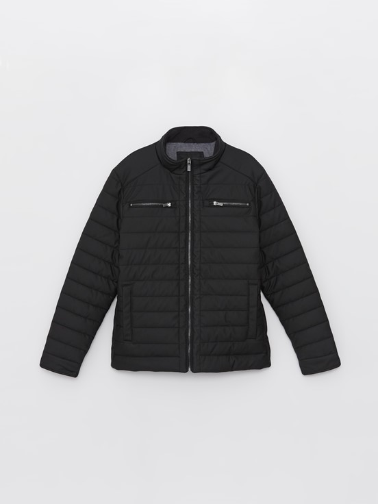 Deri Görünümlü Mont YENİ SİYAH