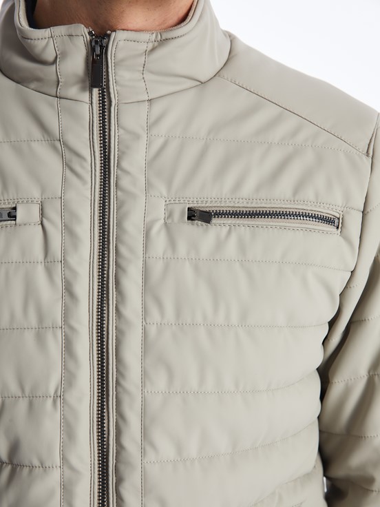 Deri Görünümlü Mont BEJ