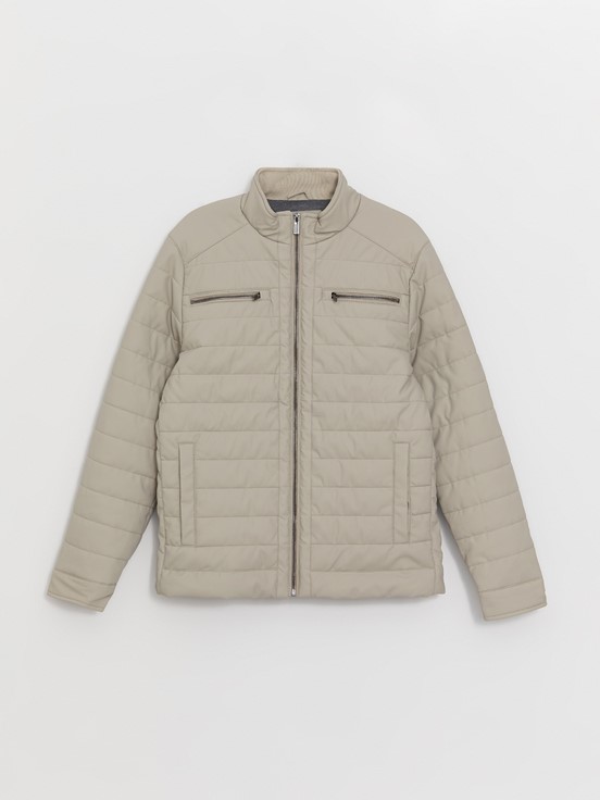 Deri Görünümlü Mont BEJ