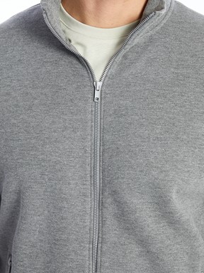 Fermuarlı Sweatshirt GRİ MELANJ
