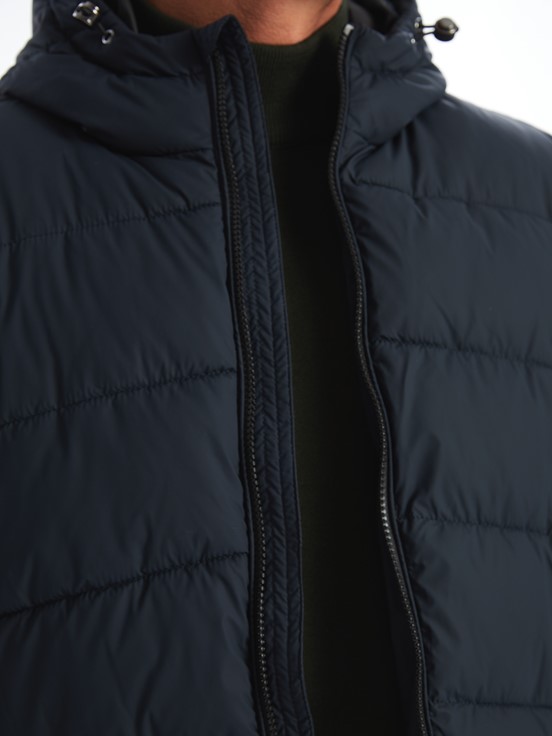 Deri Görünümlü Mont LACİVERT