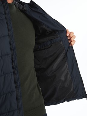 Deri Görünümlü Mont LACİVERT