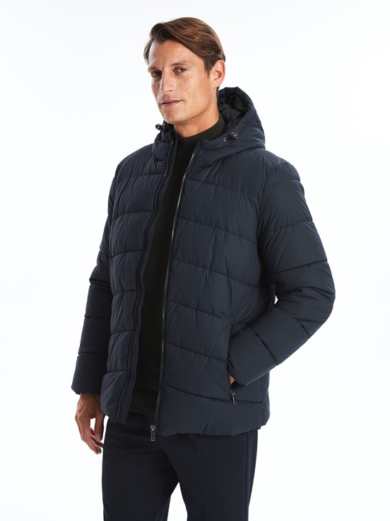 Deri Görünümlü Mont LACİVERT