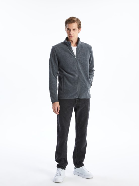 Fermuarlı Sweatshirt KOYU GRİ MELANJ