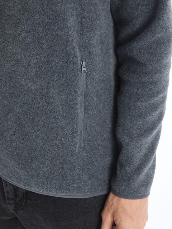 Fermuarlı Sweatshirt KOYU GRİ MELANJ