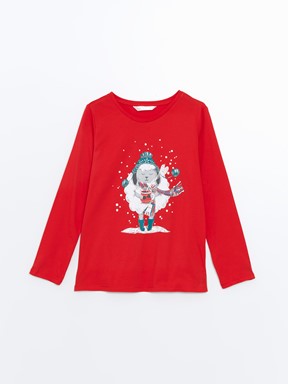 Pijama Takım CANLI KIRMIZI BASKILI