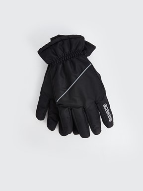 Yazı Baskılı Erkek Kar Eldiveni SİYAH