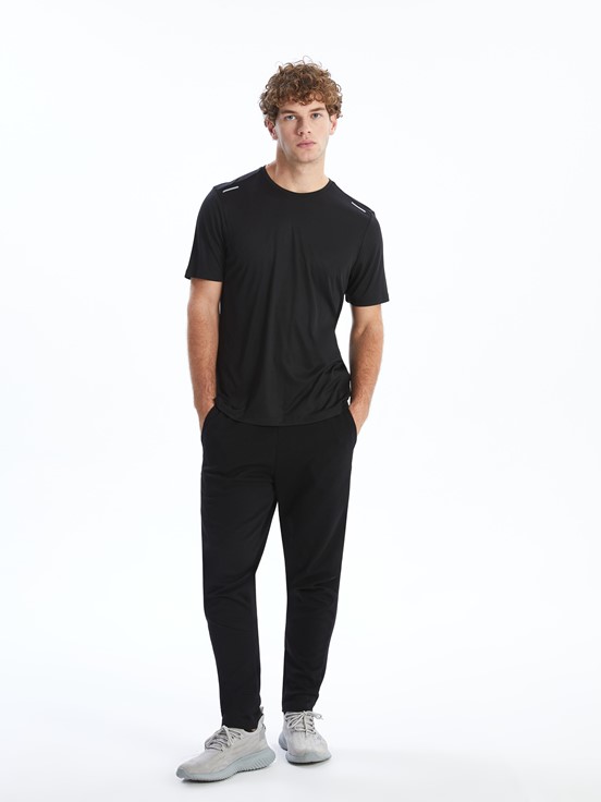 LCW SPORTS Bisiklet Yaka Kısa Kollu Erkek Spor Tişört YENİ SİYAH