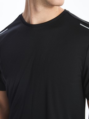 LCW SPORTS Bisiklet Yaka Kısa Kollu Erkek Spor Tişört YENİ SİYAH