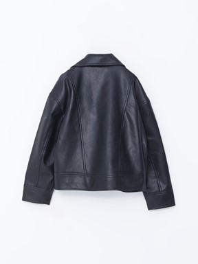 Deri Görünümlü Ceket YENİ SİYAH