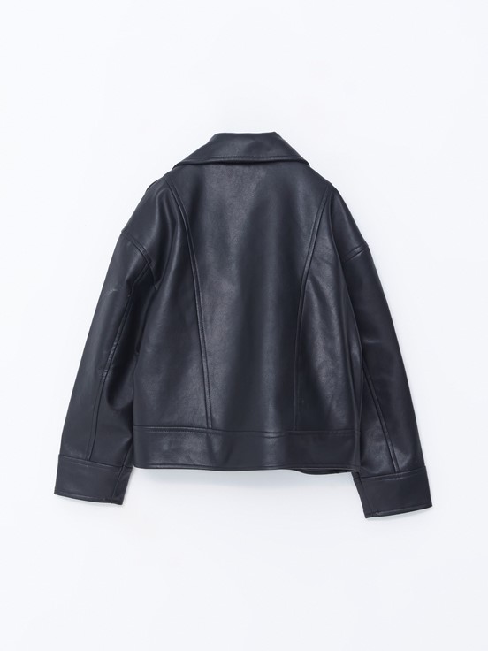 Deri Görünümlü Ceket YENİ SİYAH