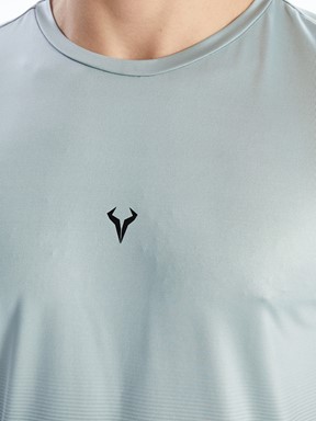 LCW SPORTS Bisiklet Yaka Kısa Kollu Erkek Spor Tişört MAT MAVİ BASKILI