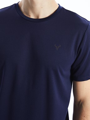 LCW SPORTS Bisiklet Yaka Kısa Kollu Erkek Spor Tişört KOYU MAVİ