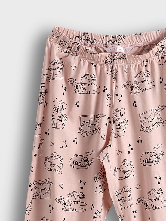 Pijama Takım PEMBE BASKILI