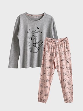 Pijama Takım PEMBE BASKILI