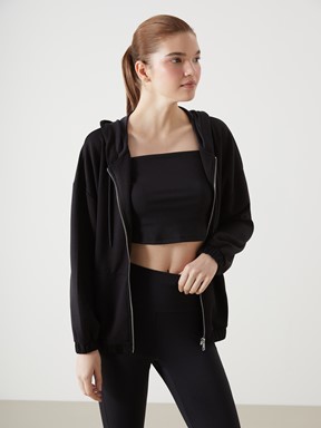 Fermuarlı Sweatshirt GRİ MELANJ