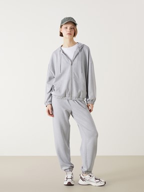 Fermuarlı Sweatshirt GRİ MELANJ