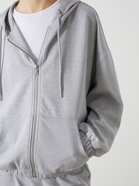 Fermuarlı Sweatshirt GRİ MELANJ