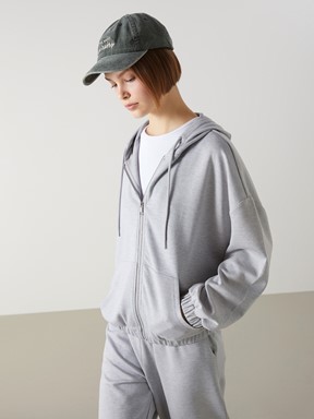 Fermuarlı Sweatshirt GRİ MELANJ