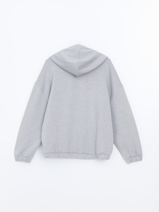 Fermuarlı Sweatshirt GRİ MELANJ