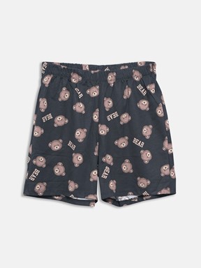 Şortlu Pijama Takımı SİYAH BASKILI
