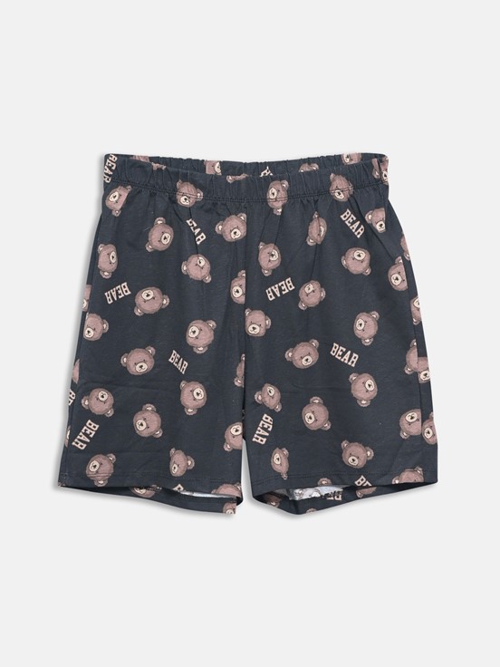 Şortlu Pijama Takımı SİYAH BASKILI